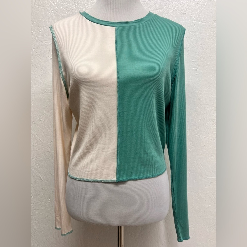 Women’s long sleeve ribbed/Spliced T shirt